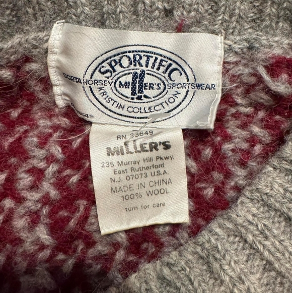 Vintage Sportific Miller’s Equestrian Horse Fox Hunt Wool Sweater Men's Small S - Picture 4 of 5
